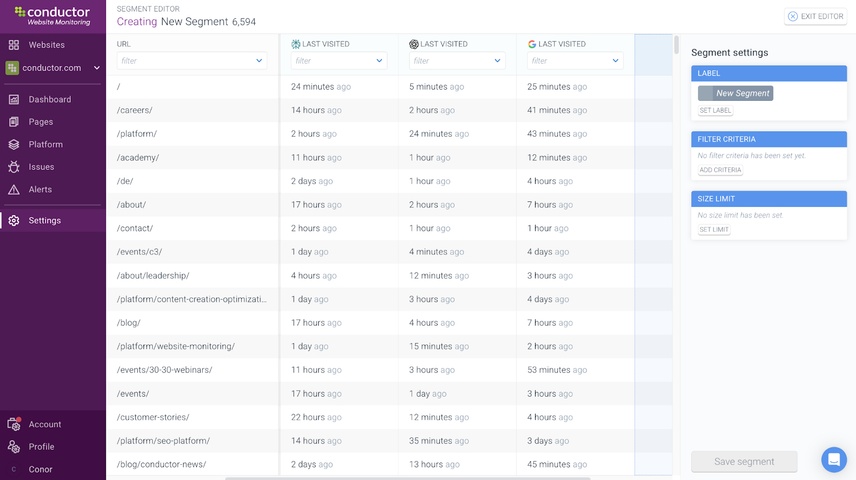 A dashboard in Conductor Monitoring that shows the crawl frequency of AI answer engines compared to Google.