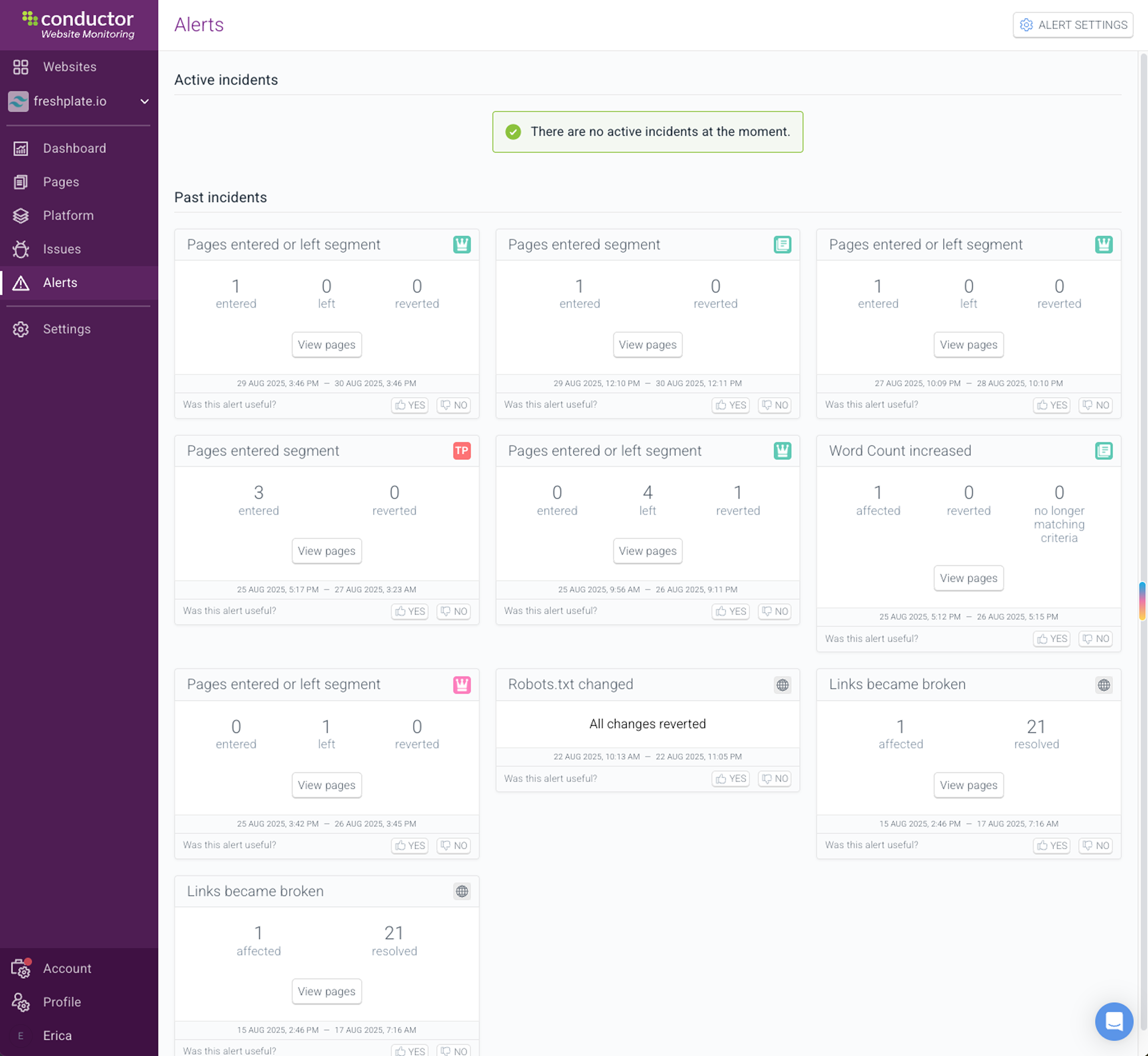 Screenshot of real-time alerting in Conductor