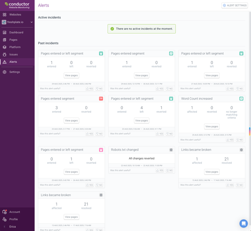 Screenshot of real-time alerting in Conductor