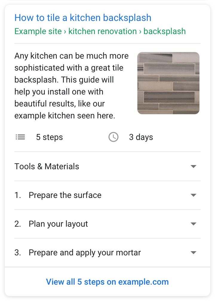 HowTo rich results