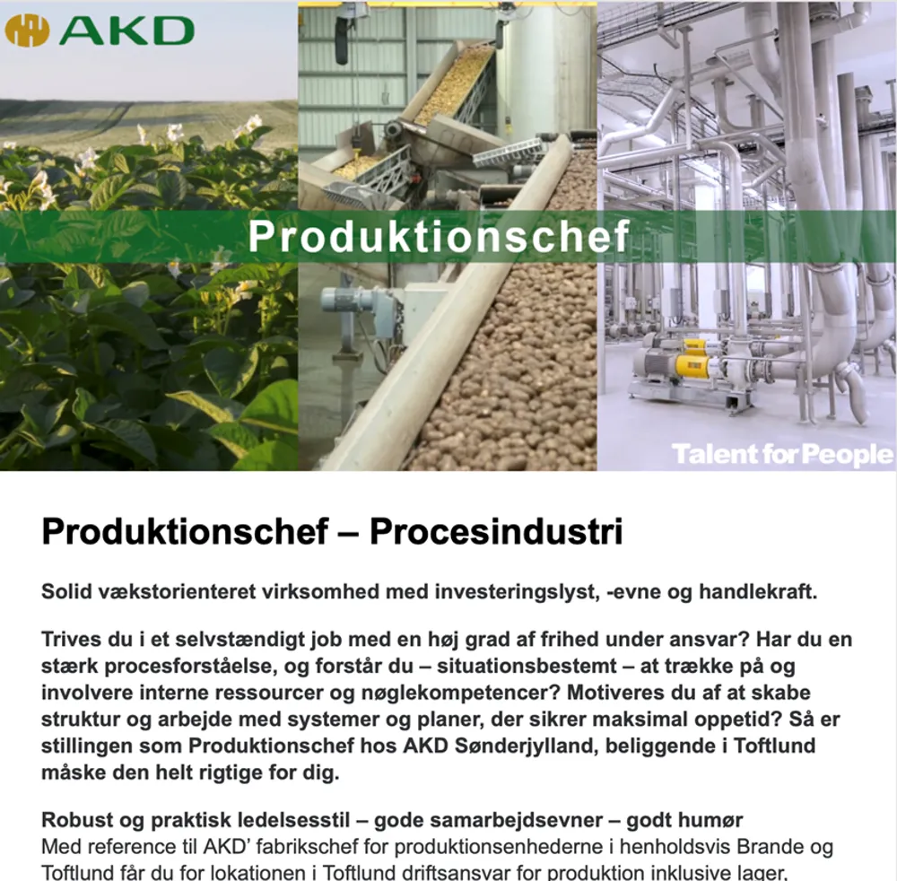 Vi søger en produktionschef til AKD Sønderjylland