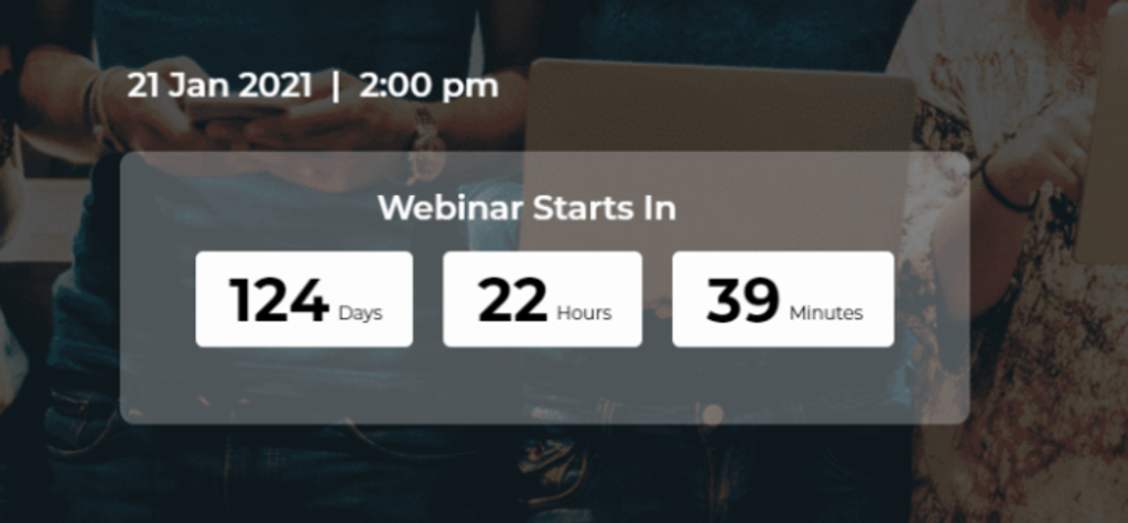 Date on a webinar registration landing page