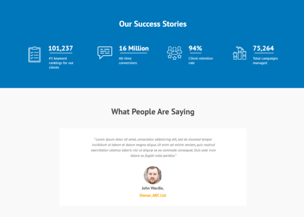 social proof in lead generation landing page