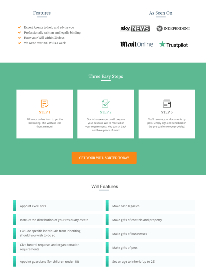 Will's lead generation landing page template