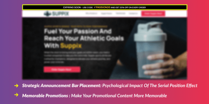 Product landing page ideas announcement bar graphic