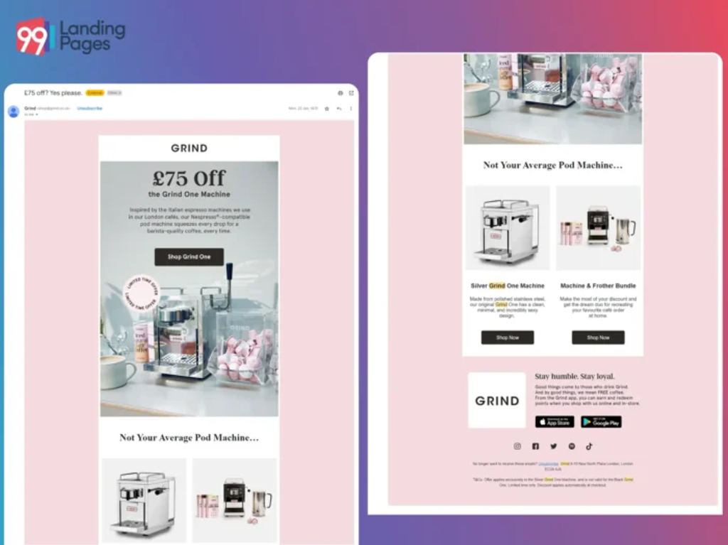  email-marketing-advertisement for-a- coffee-machine -from-grind. 