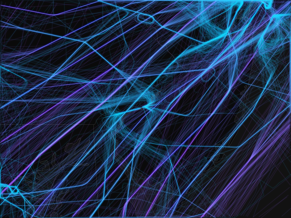 ADS-B flight path map of the Philadelphia region on February 22, 2026, the pre-storm baseline before Winter Storm Hernando. Geographic extent: 38.90°–40.80°N, 76.85°–73.55°W. Shows 2,624 flight legs with an average leg distance of 96.7 nautical miles and an average cruise altitude of 23,311 feet. Sub-10,000 foot operations account for 681 legs (26.0% of total), reflecting active terminal operations at Philadelphia International and surrounding airports.