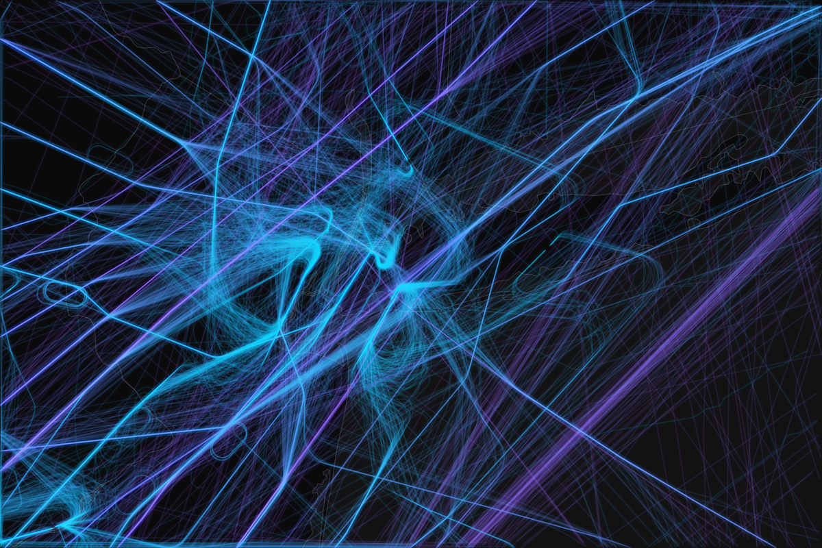 ADS-B flight path map of the New York City metropolitan region on February 22, 2026, the pre-storm baseline before Winter Storm Hernando. Geographic coverage: 39.80°–41.60°N, 75.48°–71.92°W. Shows 2,424 flight legs with dense multi-airport traffic from JFK, LGA, EWR, and Teterboro. The 10,000–20,000 foot altitude band accounts for 535 legs and the sub-10,000 foot band for 371, reflecting active approach and departure operations across all five major airports.