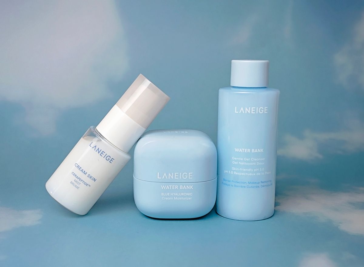 Bottles of skincare product.