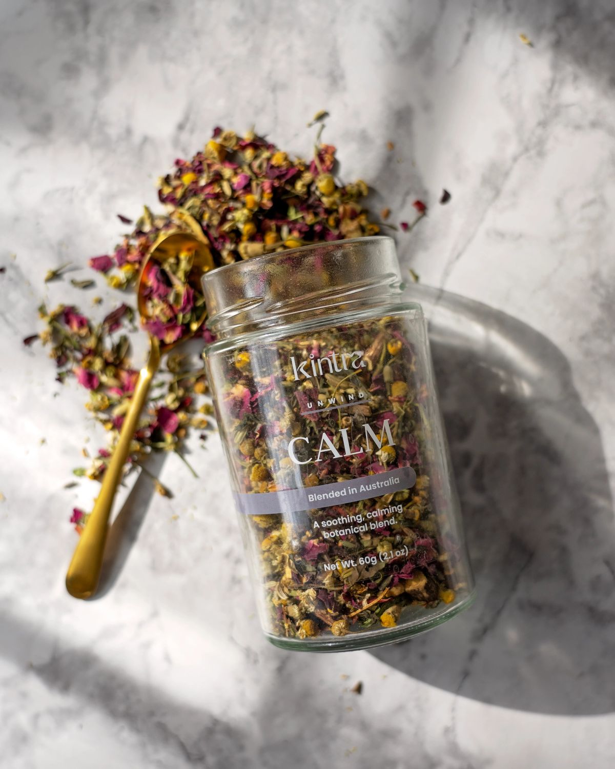 tea product photo on a marble background