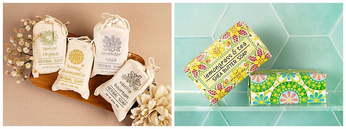 two differing soap products in one image for a product photo