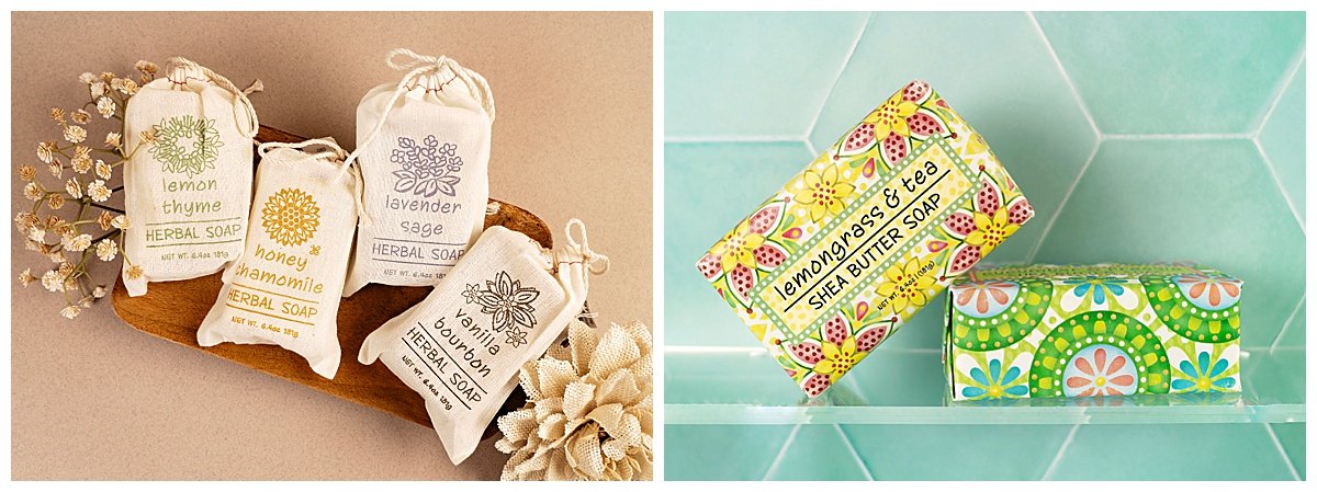 two differing soap products in one image for a product photo