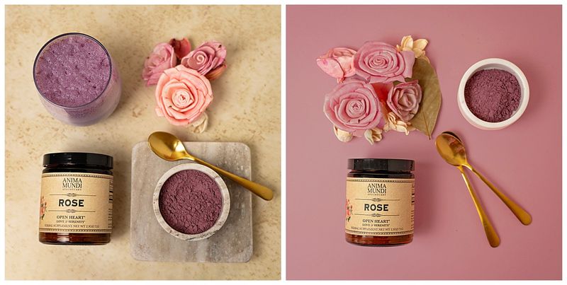 Flatlay product photography for wellness brand