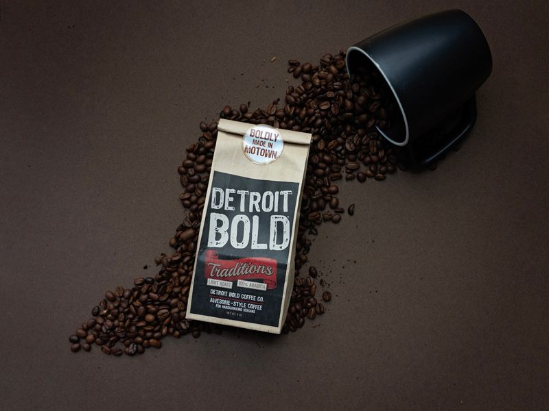 Detroit Bold Coffee in a product photo