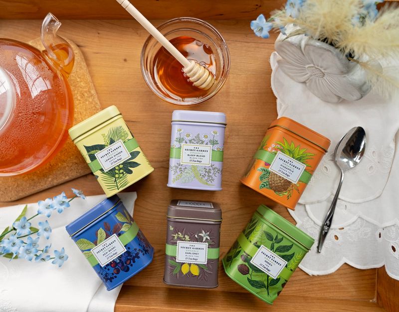 flatlay product photo for a tea brand