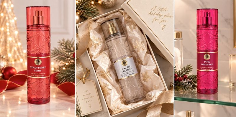 Body spray with a holiday look for product photography