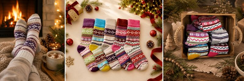 warm winter socks product photography. 