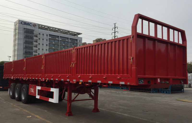Red THT9480 drop-side semi-trailer