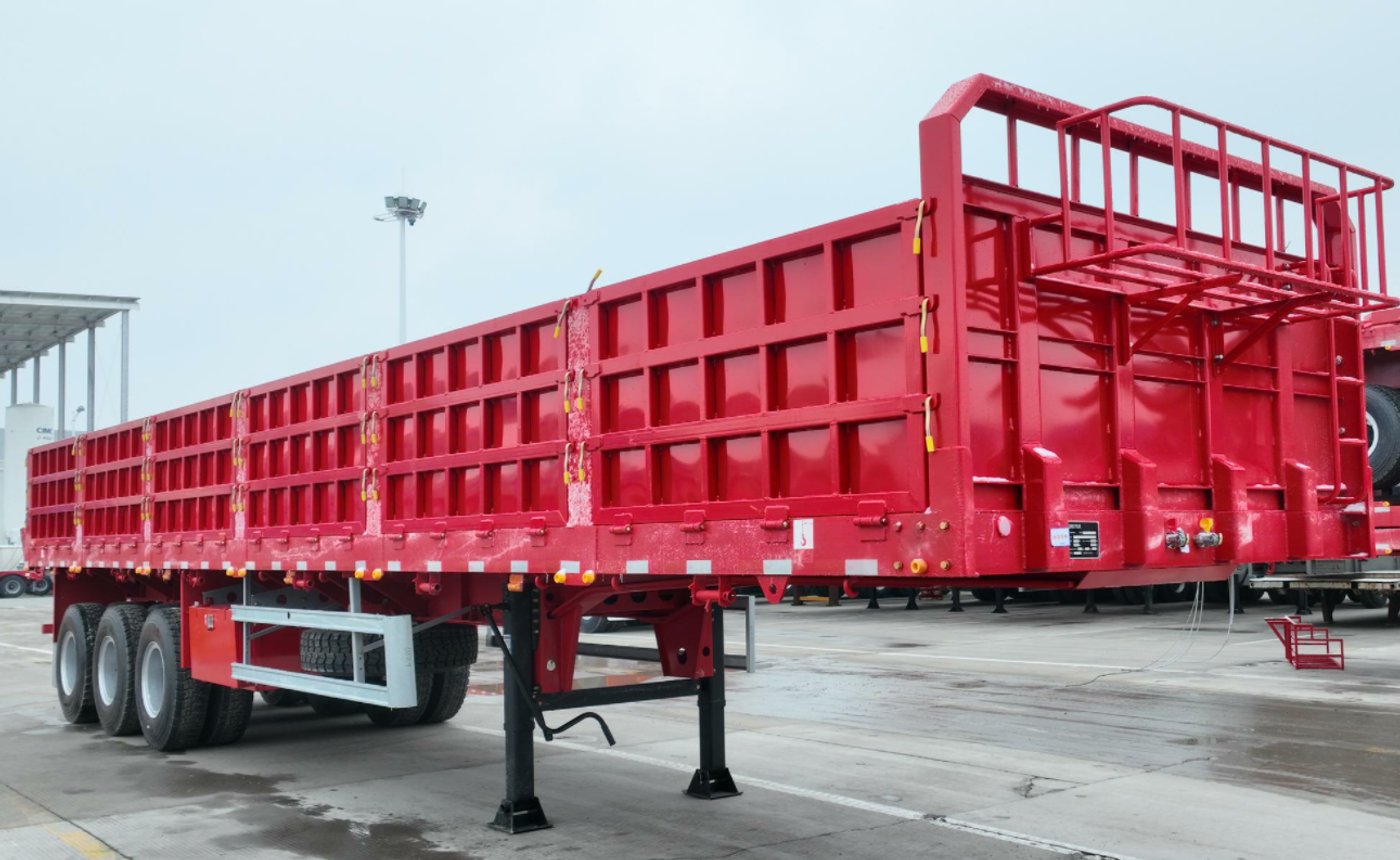 Red THT9983LBXTH drop-side semi-trailer