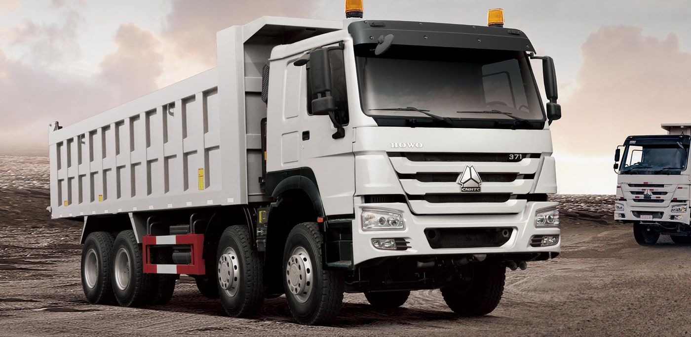 White HOWO-7 8×4 tipper at a worksite