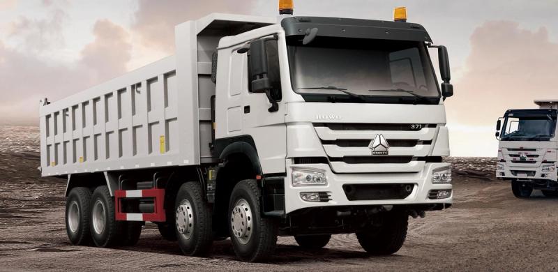 White HOWO-7 8×4 tipper at a worksite