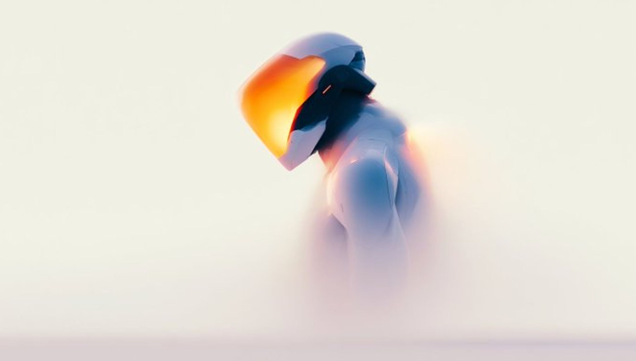 Abstract illustration of a glowing blue and orange humanoid figure representing machine intelligence.