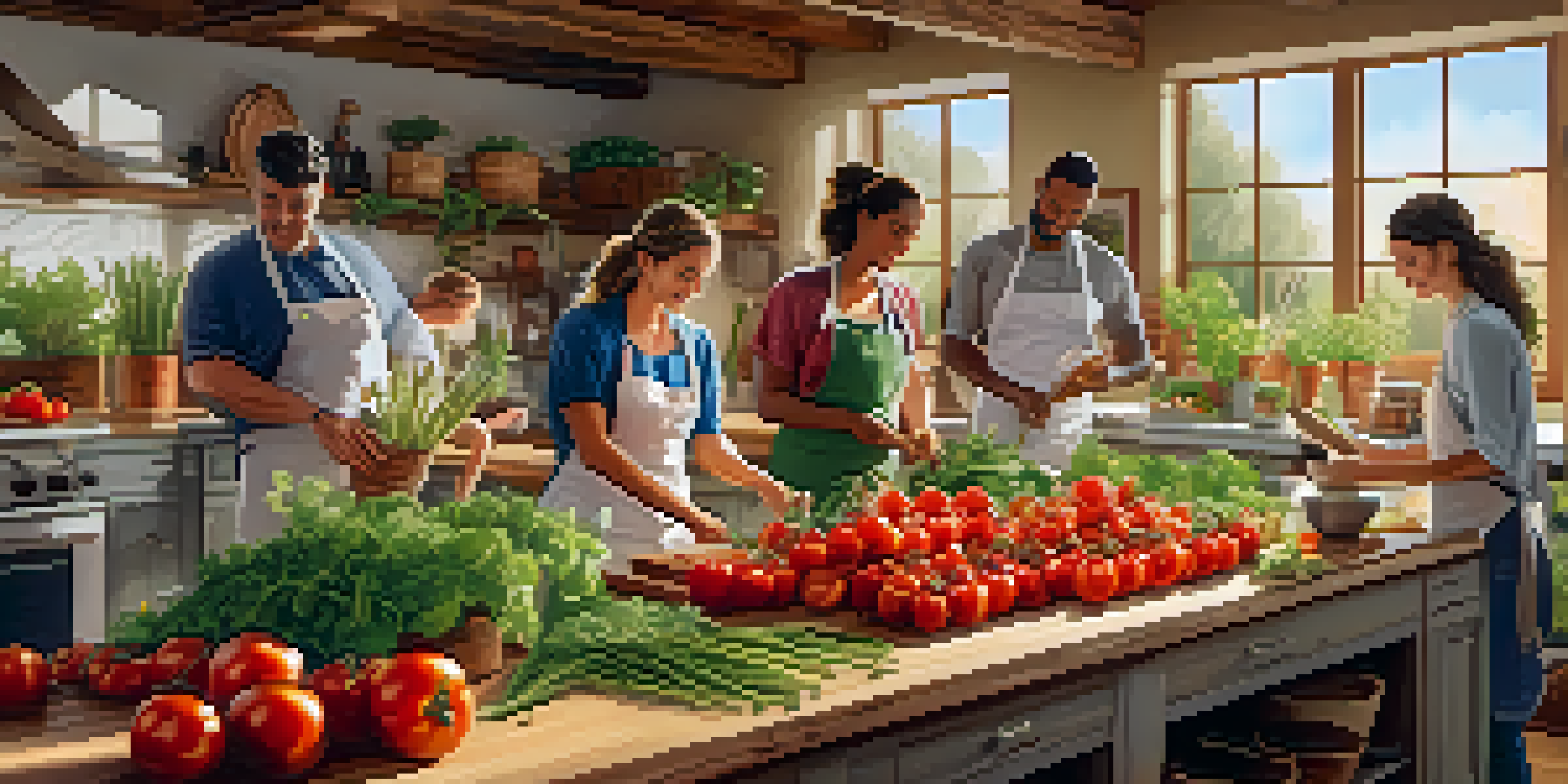 Participants in a cooking class at a Scottsdale resort, selecting fresh vegetables from a garden with sunlight streaming in.