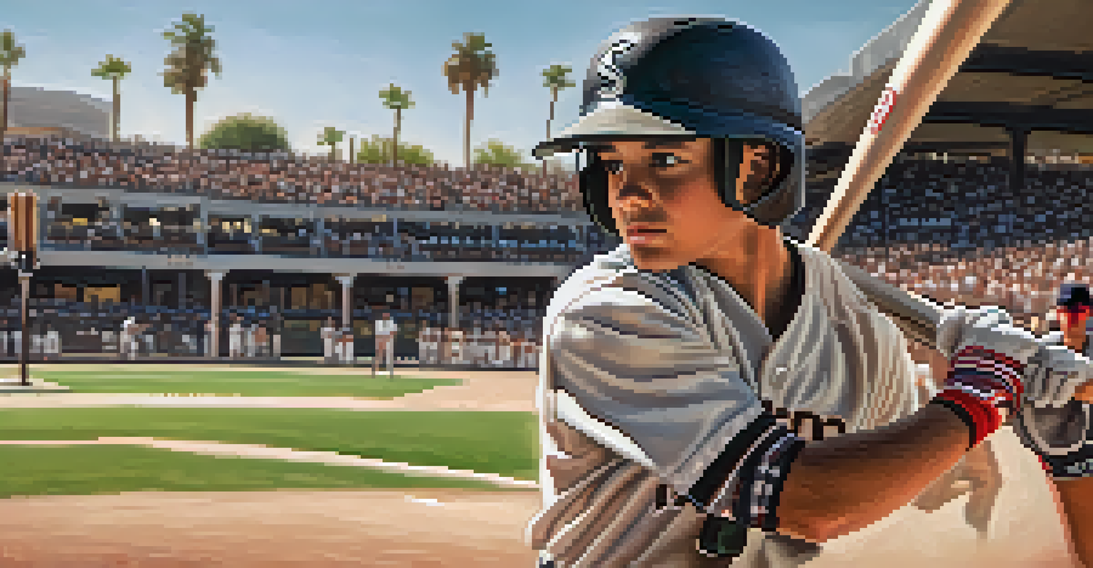 A young Scottsdale Scorpions player in action, focused and determined, with a blurred crowd in the background.