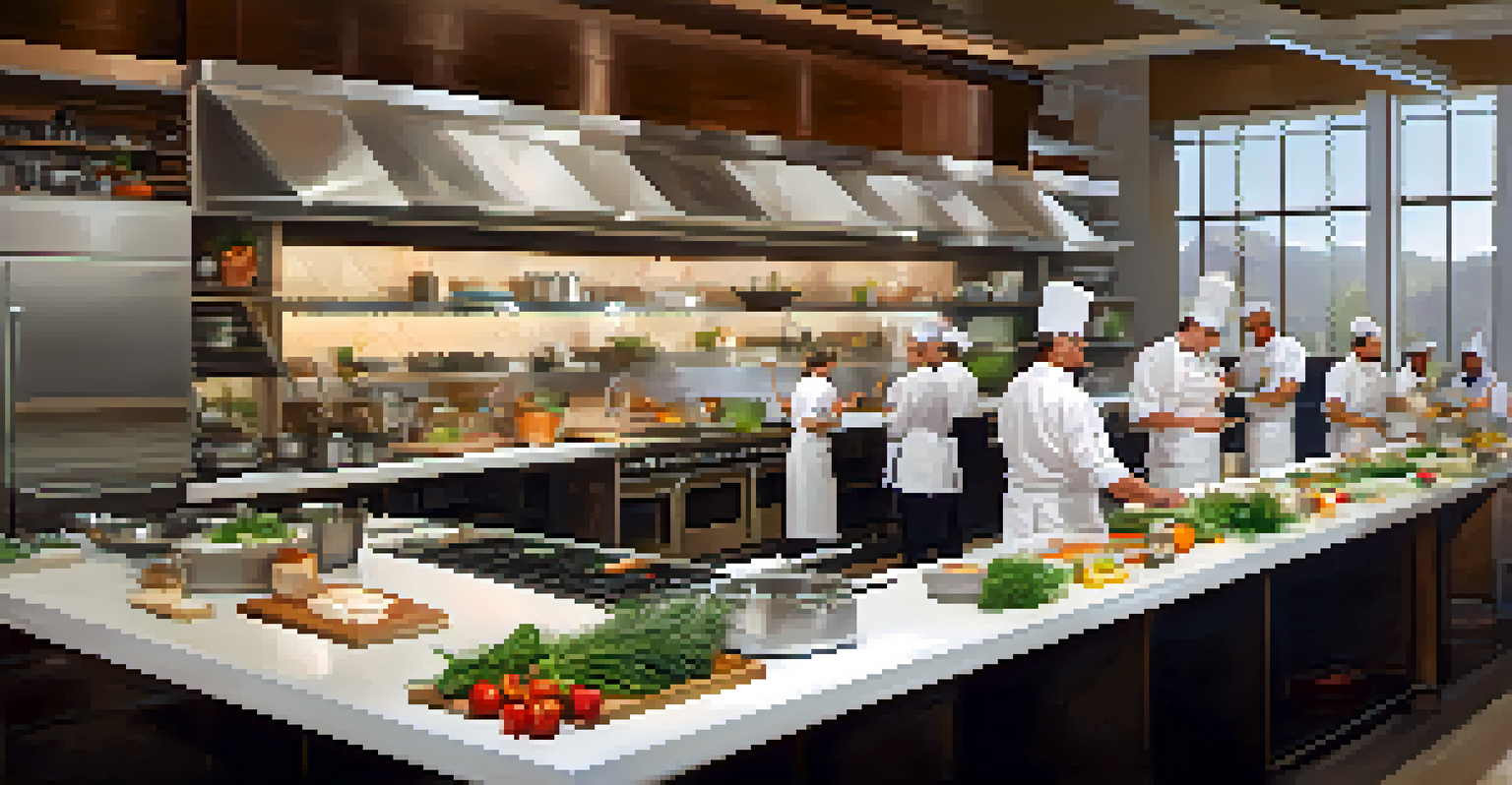 A chef demonstrating gourmet cooking techniques in a Scottsdale resort kitchen with participants watching attentively.