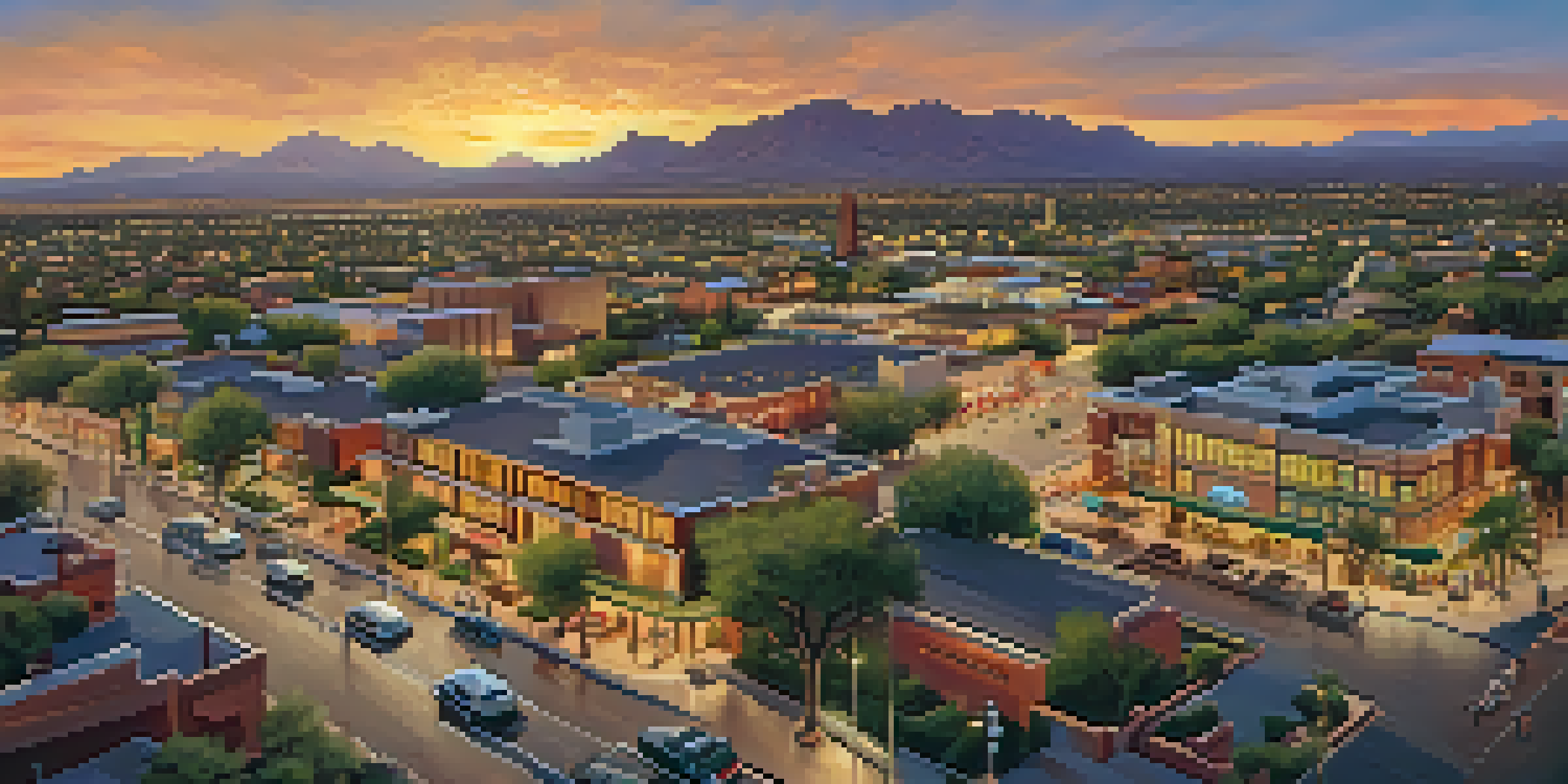 Aerial view of Scottsdale, Arizona, highlighting housing developments and interactions between military personnel and locals during World War II.