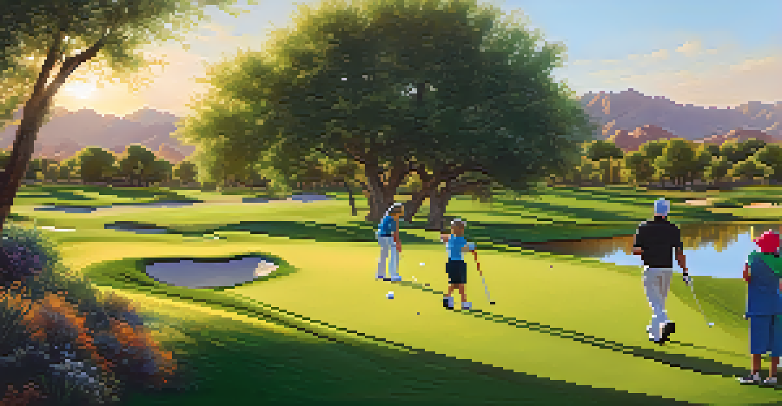 Families participating in friendly golf competitions at Talking Stick Golf Club, enjoying a sunny day outdoors.