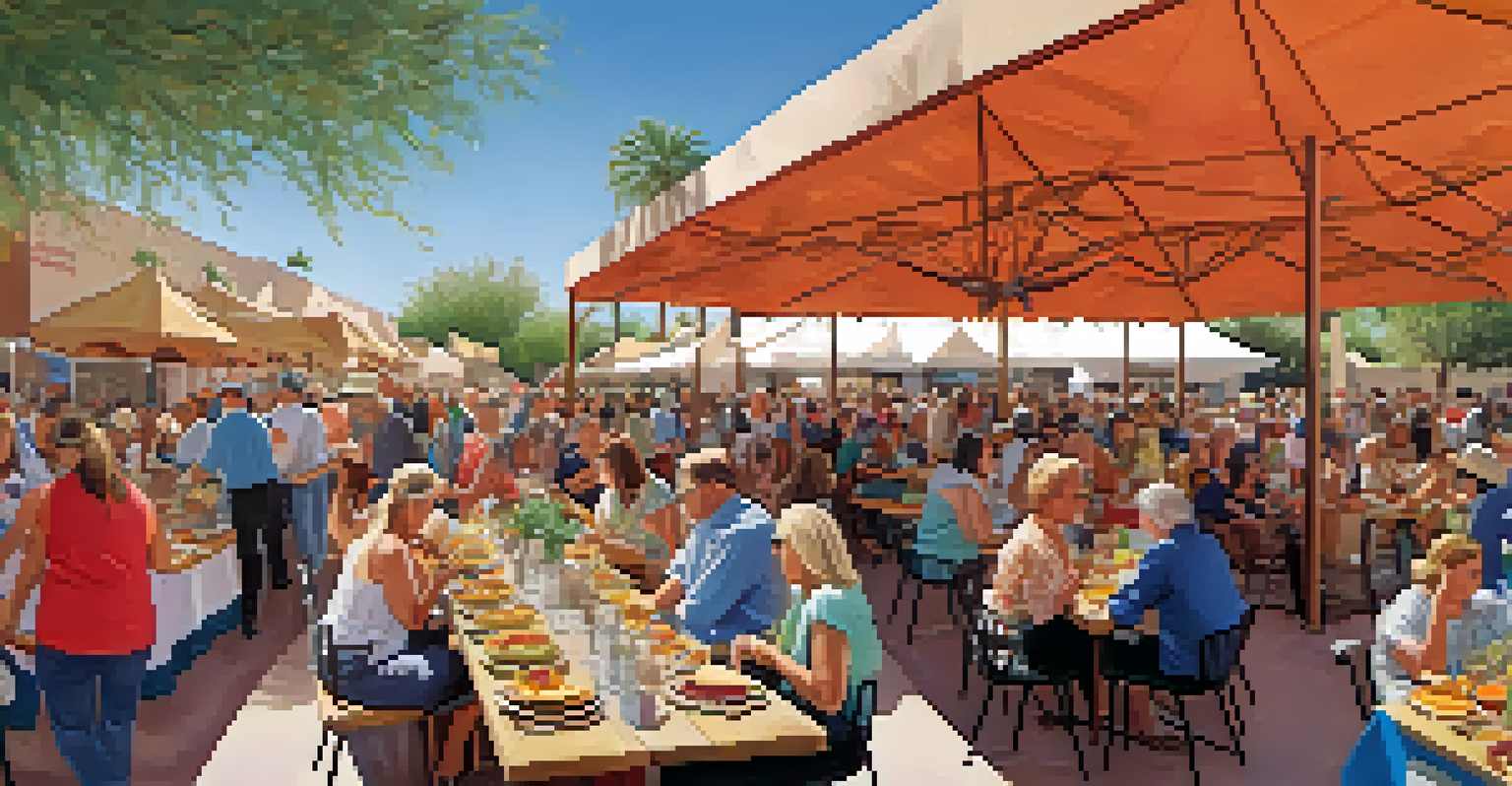 An outdoor dining scene from the Scottsdale Culinary Festival, showcasing colorful dishes and a lively atmosphere.
