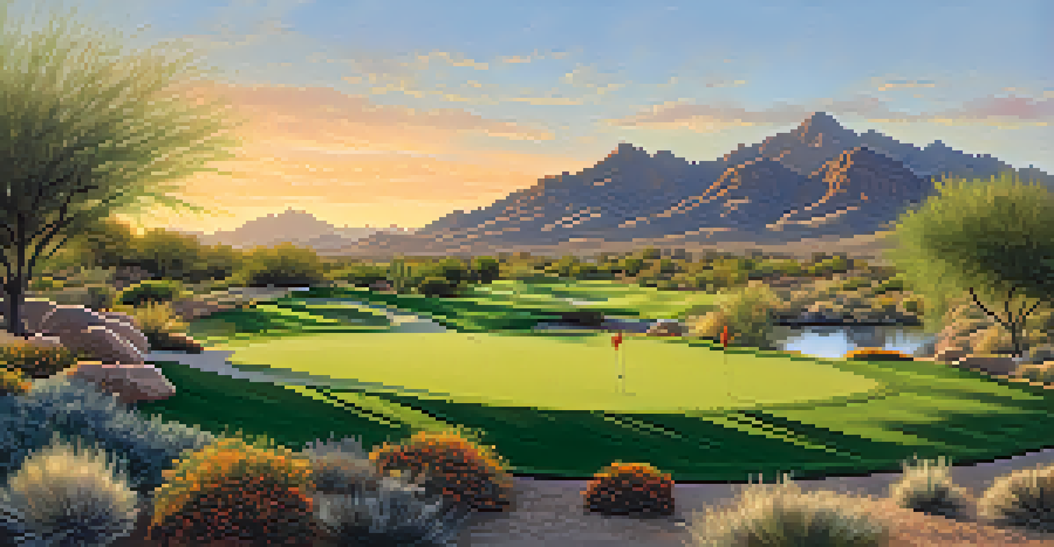 A golfer teeing off at McDowell Mountain Golf Club with mountains and wildlife around.
