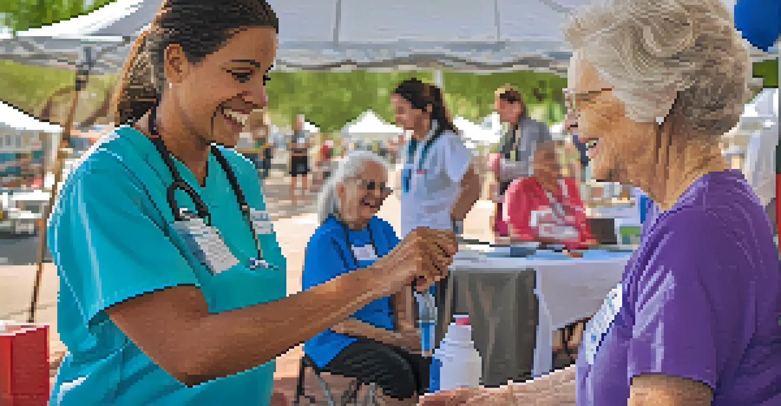 A healthcare volunteer smiling and assisting an elderly woman at a health event in Scottsdale.