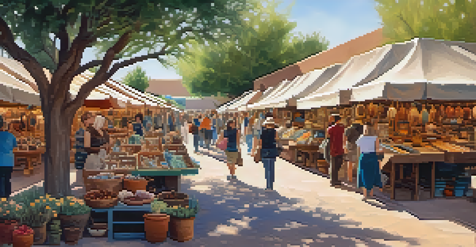 A bustling artisan market in Scottsdale with local craftspeople and handmade goods under natural light.