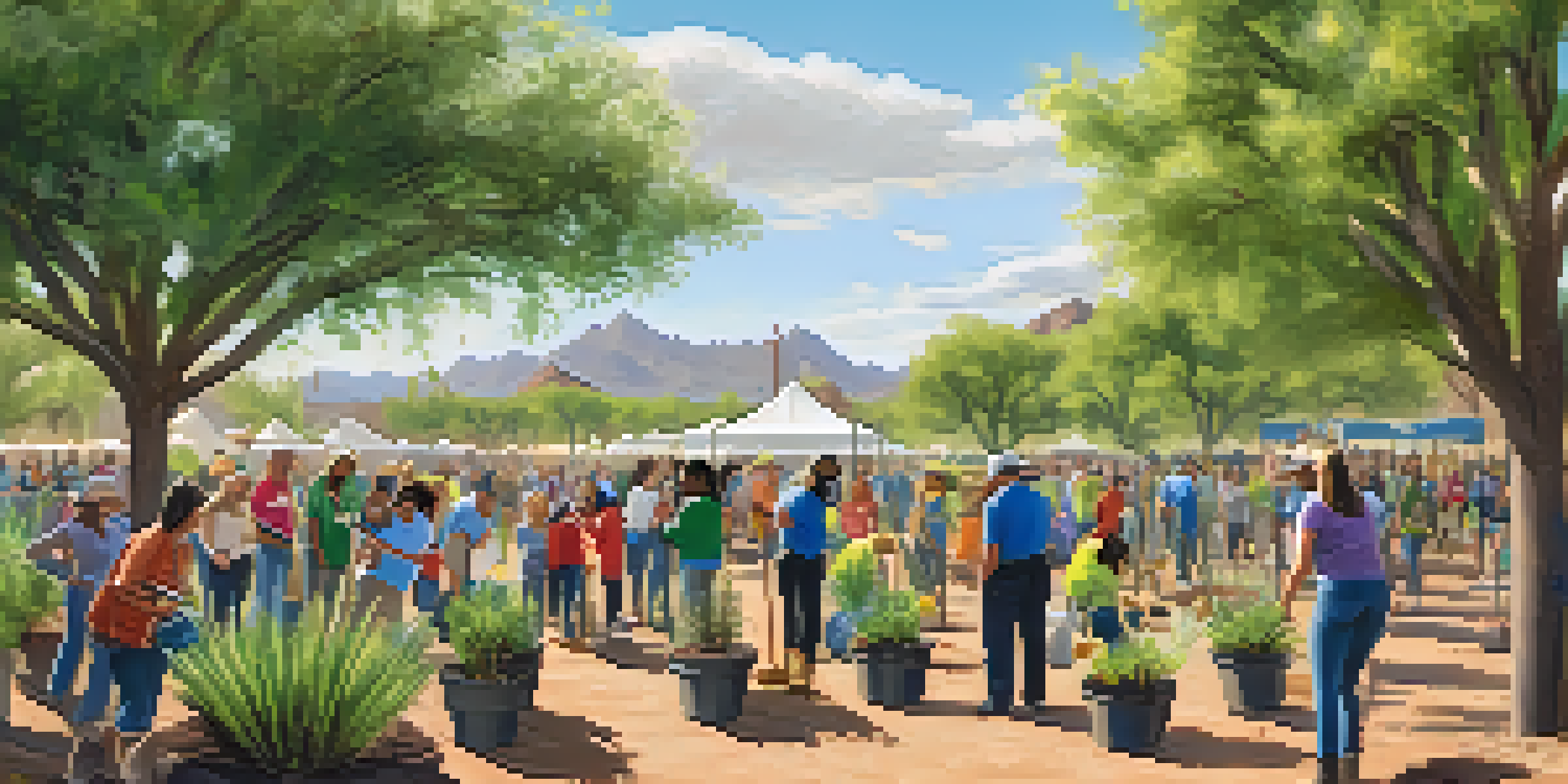 A community event in Scottsdale with residents planting trees and promoting water conservation.