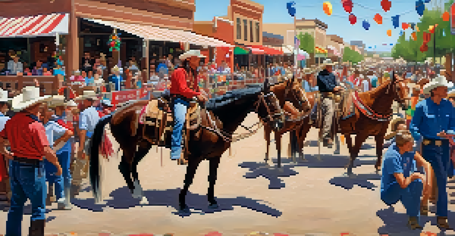 A colorful parade during Scottsdale Western Week with participants in cowboy attire and festive decorations celebrating Western culture.