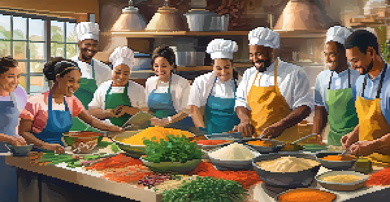 A cooking class in Scottsdale with participants preparing traditional dishes, surrounded by fresh ingredients and a warm, inviting atmosphere.