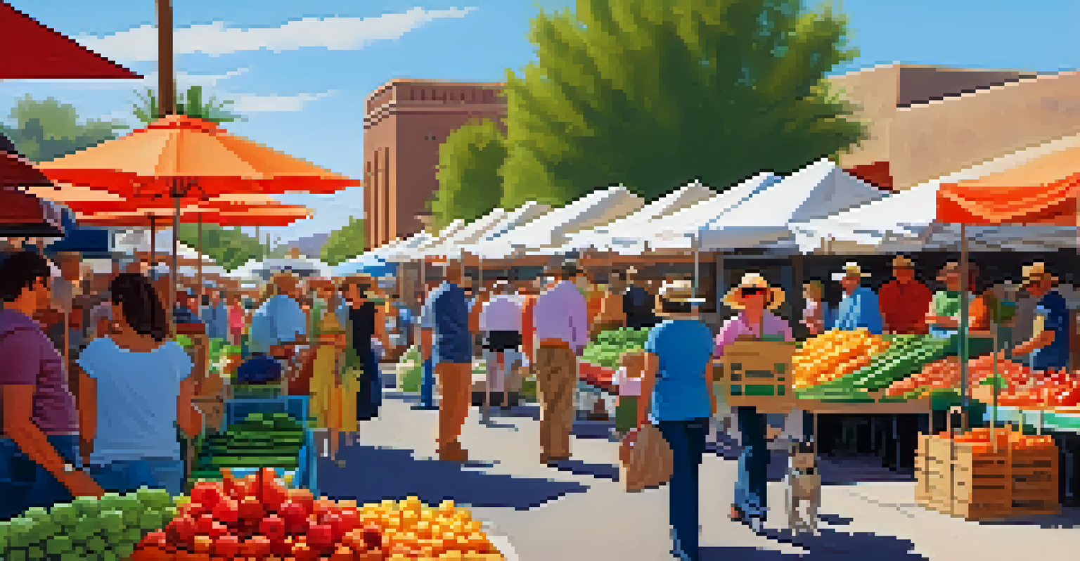 A lively farmer's market in Scottsdale filled with fresh produce and people enjoying the atmosphere.