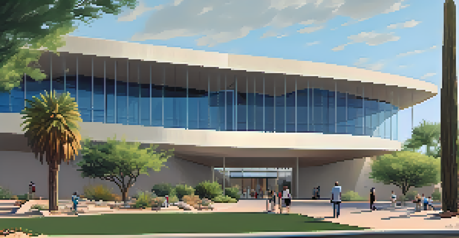 The modern exterior of the Scottsdale Museum of Contemporary Art, surrounded by gardens and public art installations.