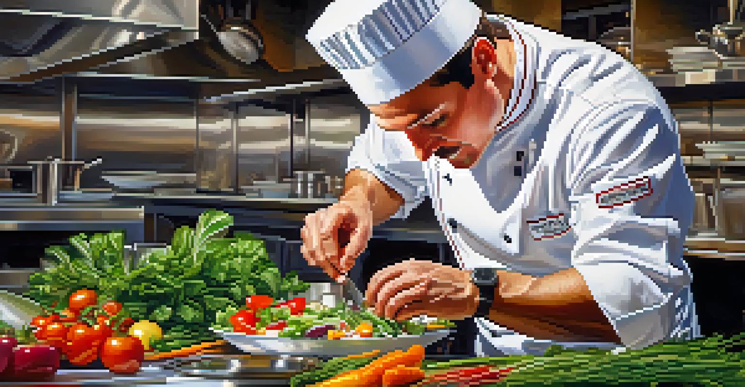 Chef plating a seasonal dish in a busy Scottsdale restaurant kitchen.
