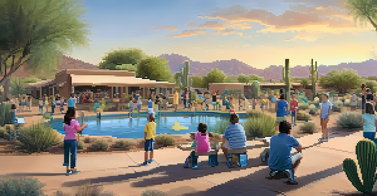 An educational workshop in Scottsdale about water conservation with families and children participating.