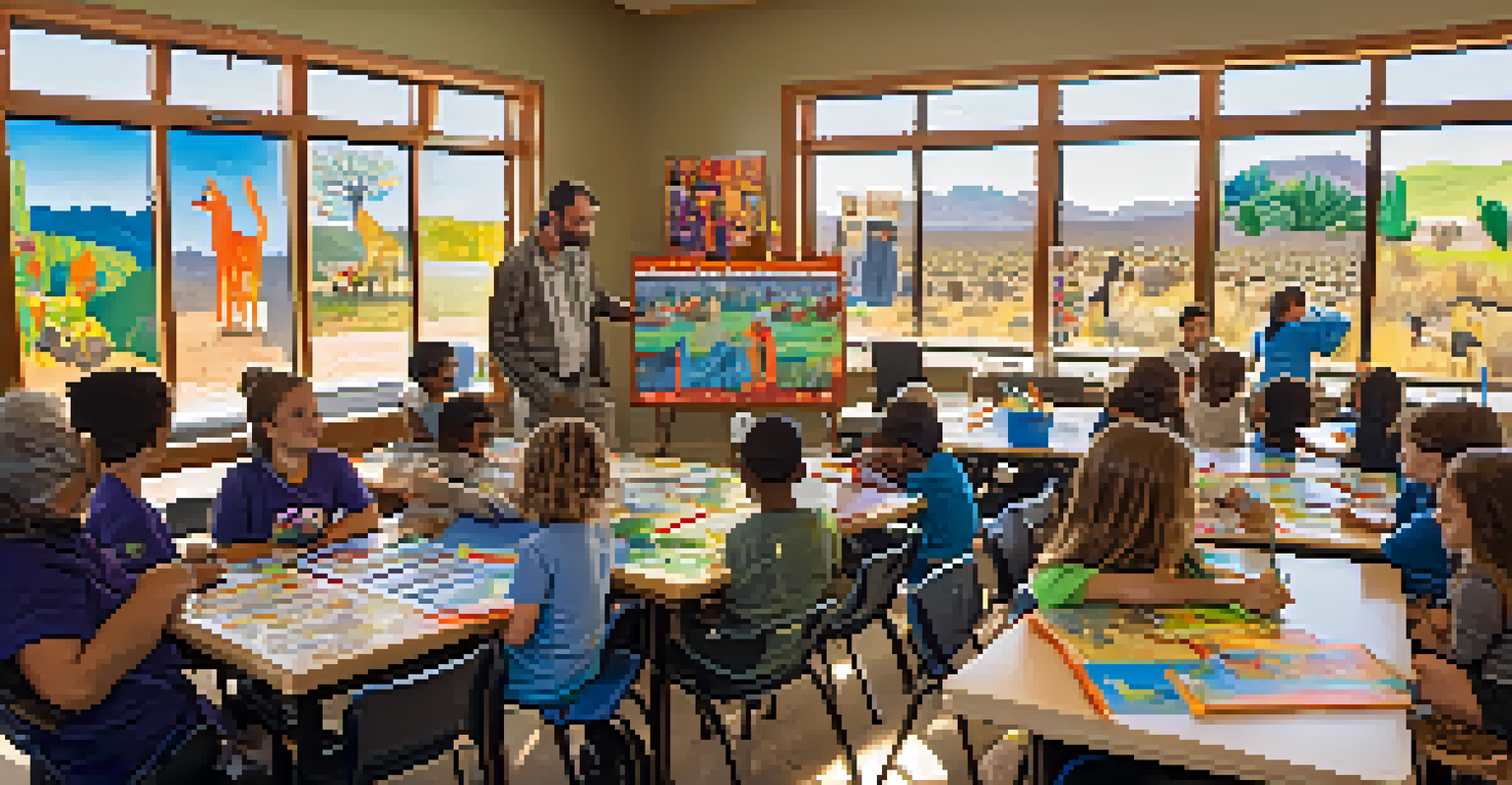 A community workshop on wildlife conservation with people engaging around a table filled with educational materials.
