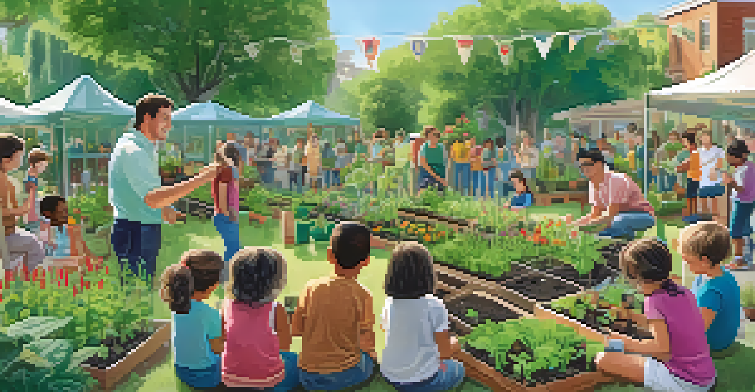 An educational workshop in a community garden, with participants learning about gardening techniques and sustainable practices.