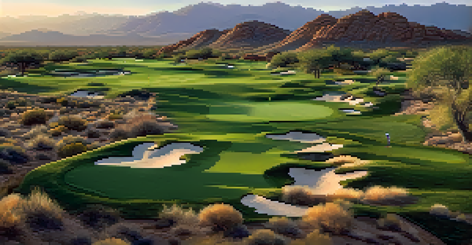 An aerial view of Troon North Golf Club with elevation changes and golfers on the course.