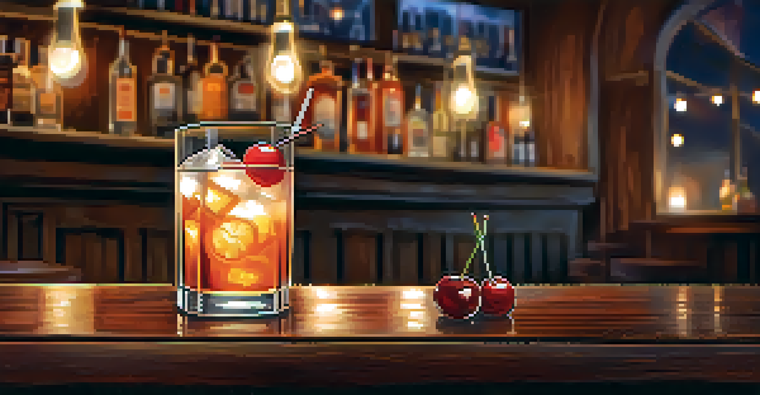 A Smoked Old Fashioned cocktail in a cozy bar setting with warm lighting and rustic decor.