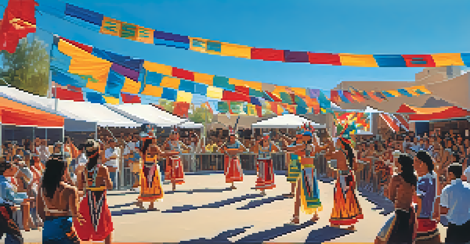 Dancers in traditional Native American regalia perform at a cultural festival in Scottsdale, surrounded by an audience enjoying the vibrant atmosphere.