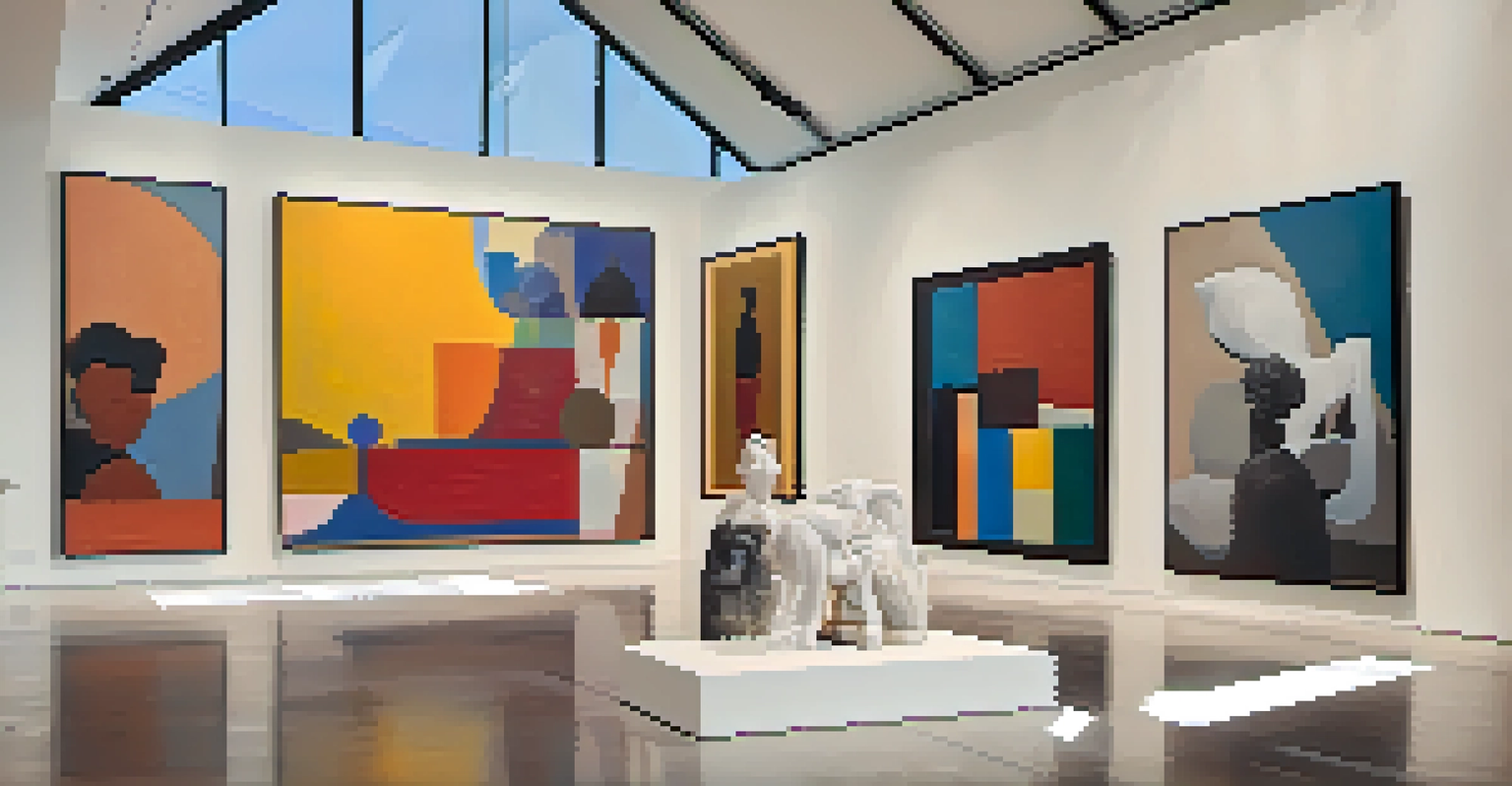 Inside the Scottsdale Museum of Contemporary Art, featuring modern sculptures and paintings with visitors enjoying the exhibition under natural light.