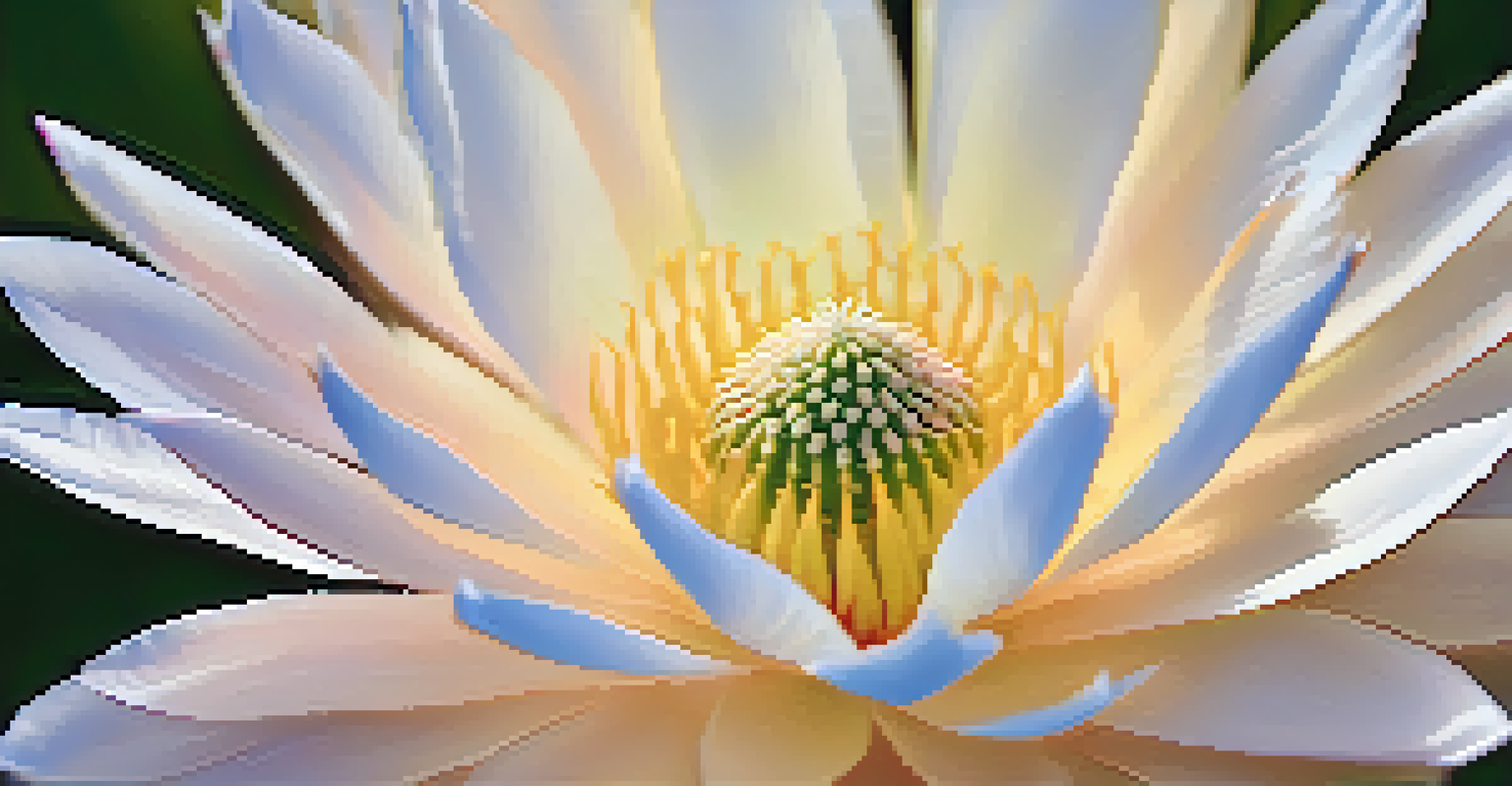 A close-up view of a blooming cactus flower with intricate details and soft morning light.