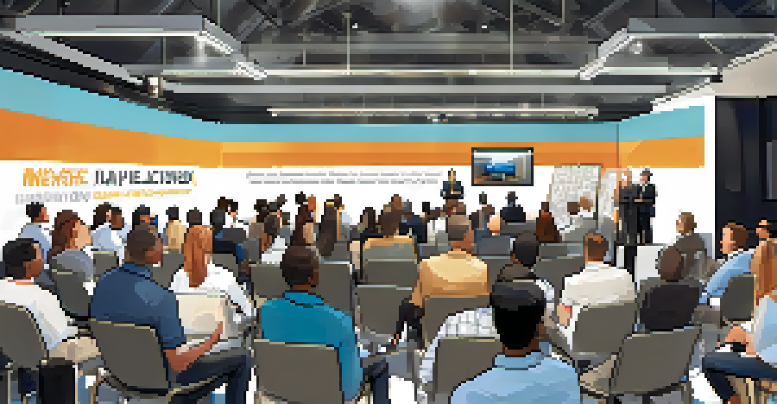 A speaker presenting to an engaged audience at the Scottsdale Digital Innovation Hub, with a large digital screen in the background and warm lighting.